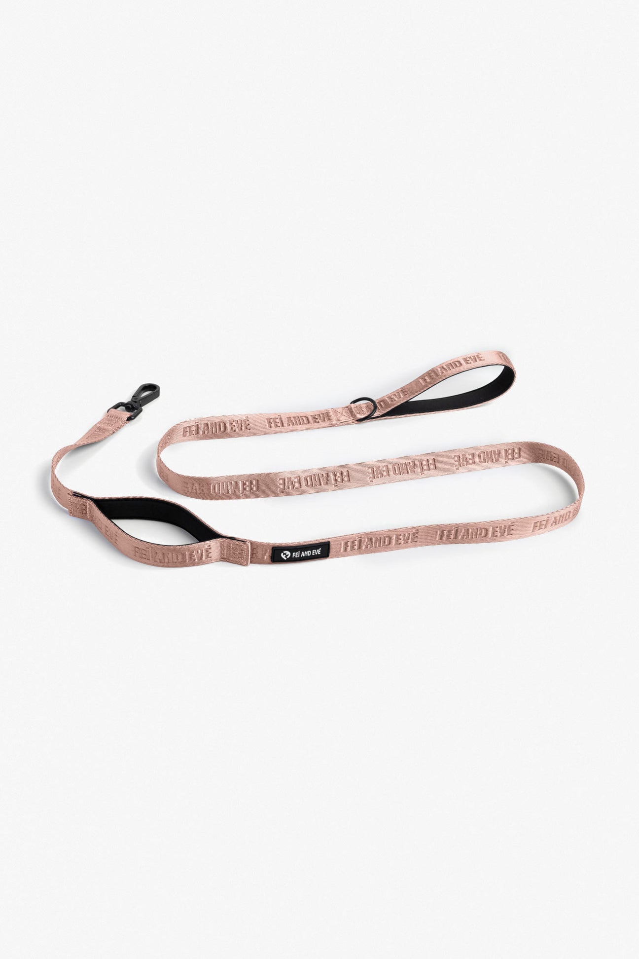 Blush Classic Double Handle Leash dog leash with black accents on a white background