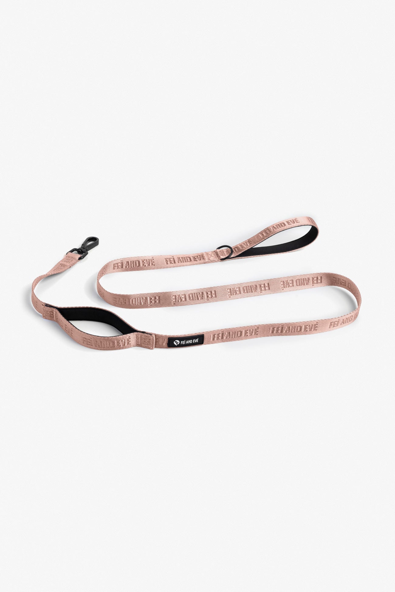 Blush Classic Double Handle Leash dog leash with black accents on a white background