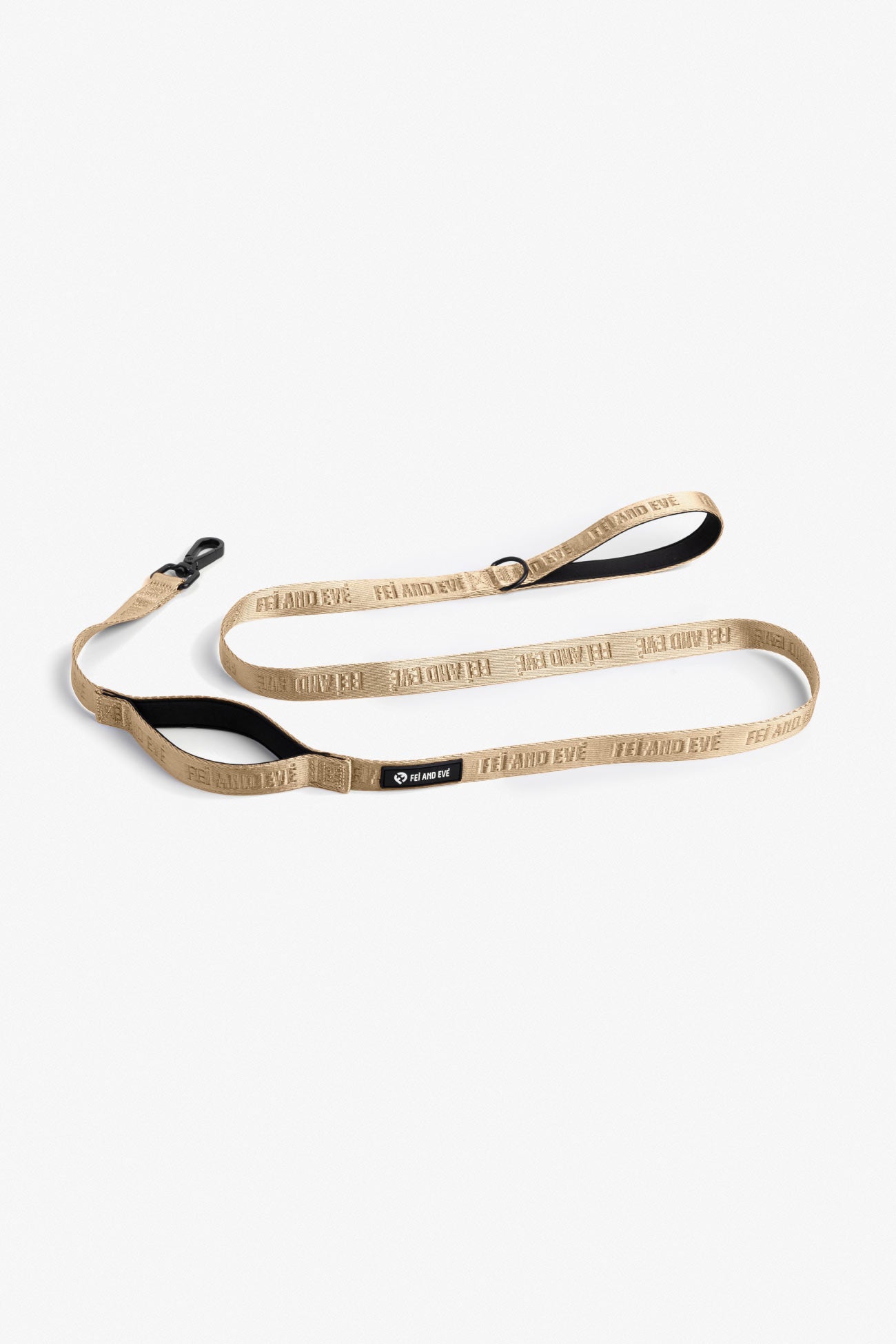 Champagne Classic Double Handle Leash dog leash with black accents on a white background