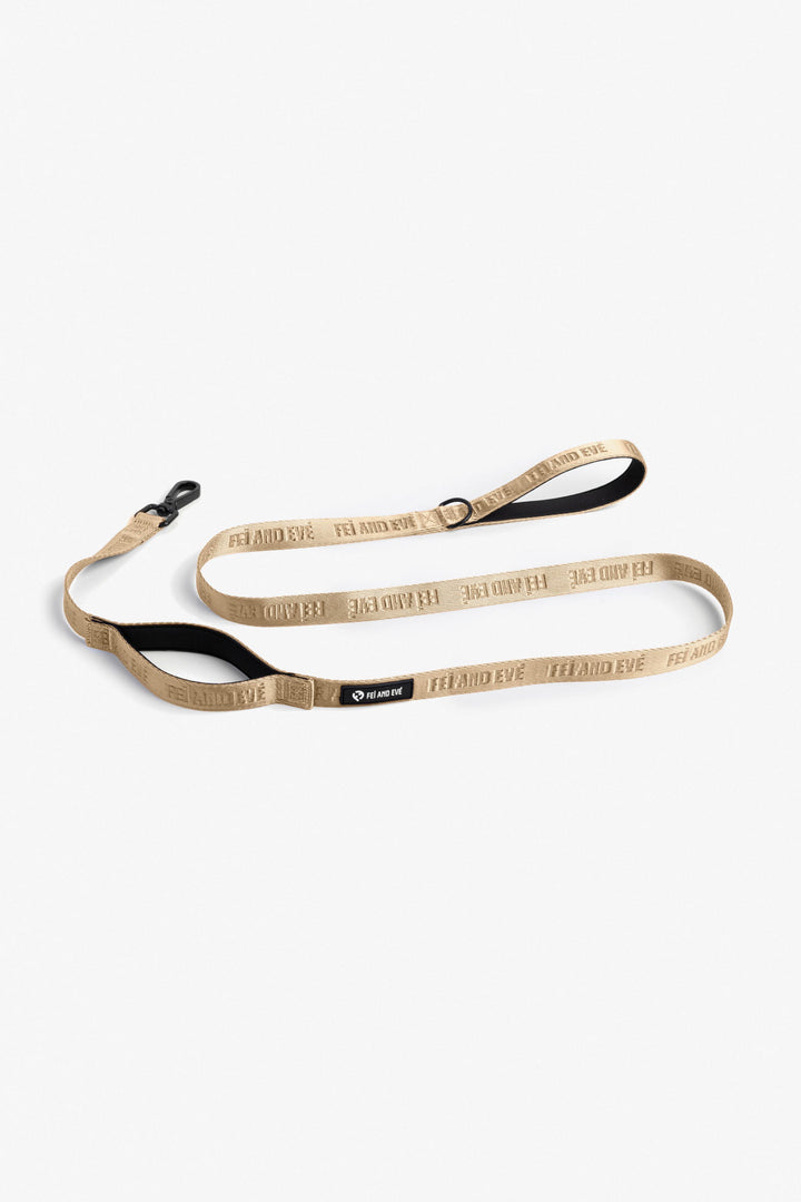 Champagne Classic Double Handle Leash dog leash with black accents on a white background