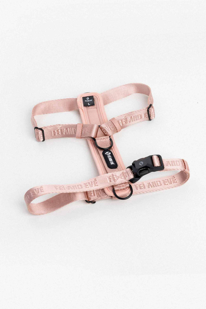 Blush Moxie Harness with MagEase Buckles in size Large for dogs on a white background.