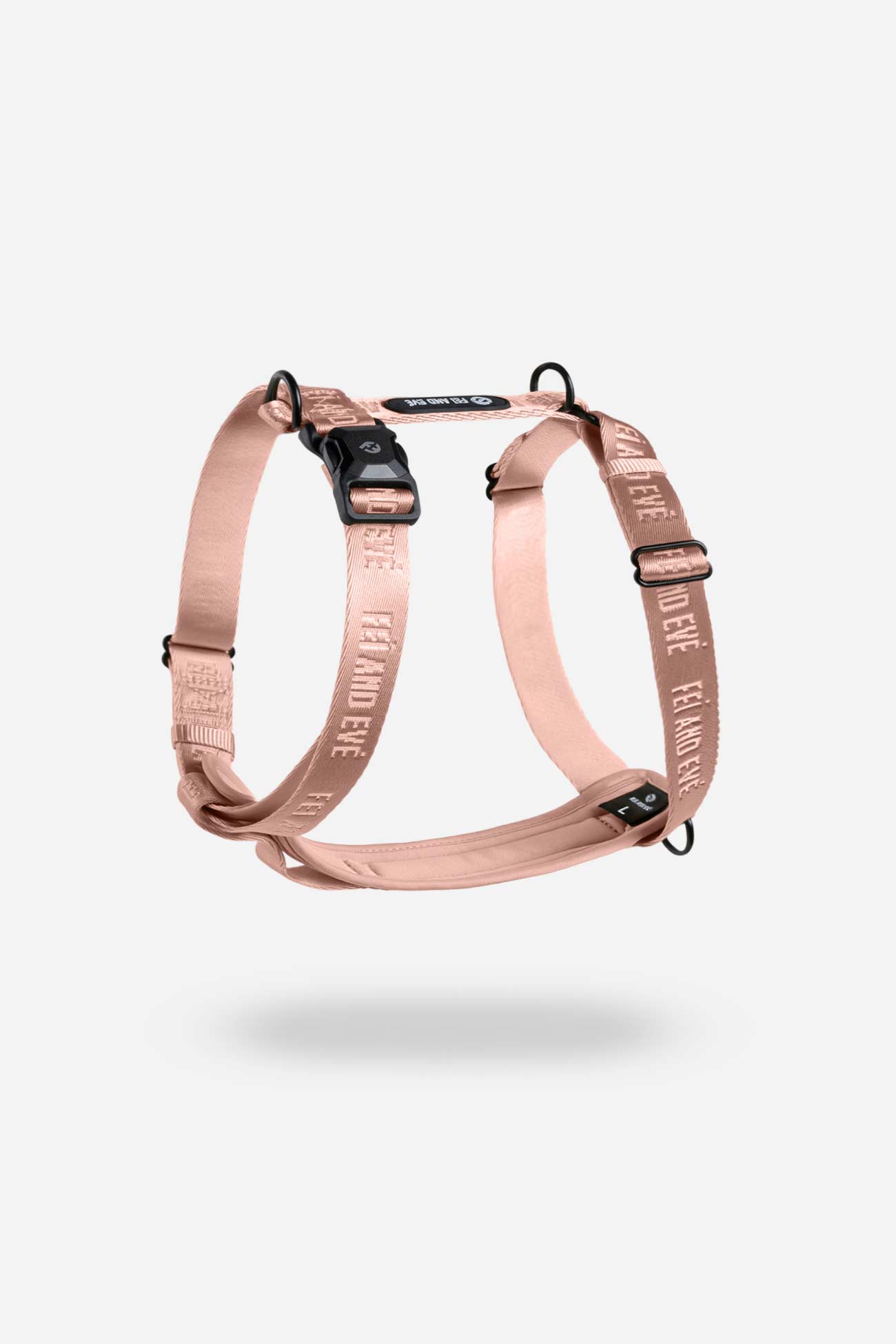 Blush Moxie Harness with MagEase Buckles a dog harness with brand name Fei and Eve showcased on a white background