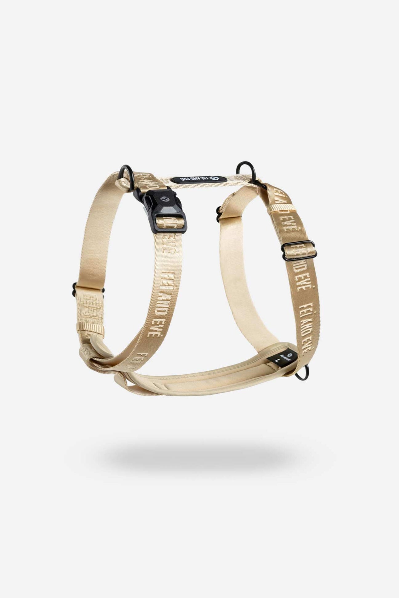 Champagne Moxie Harness with MagEase Buckles a dog harness with brand name Fei and Eve showcased on a white background