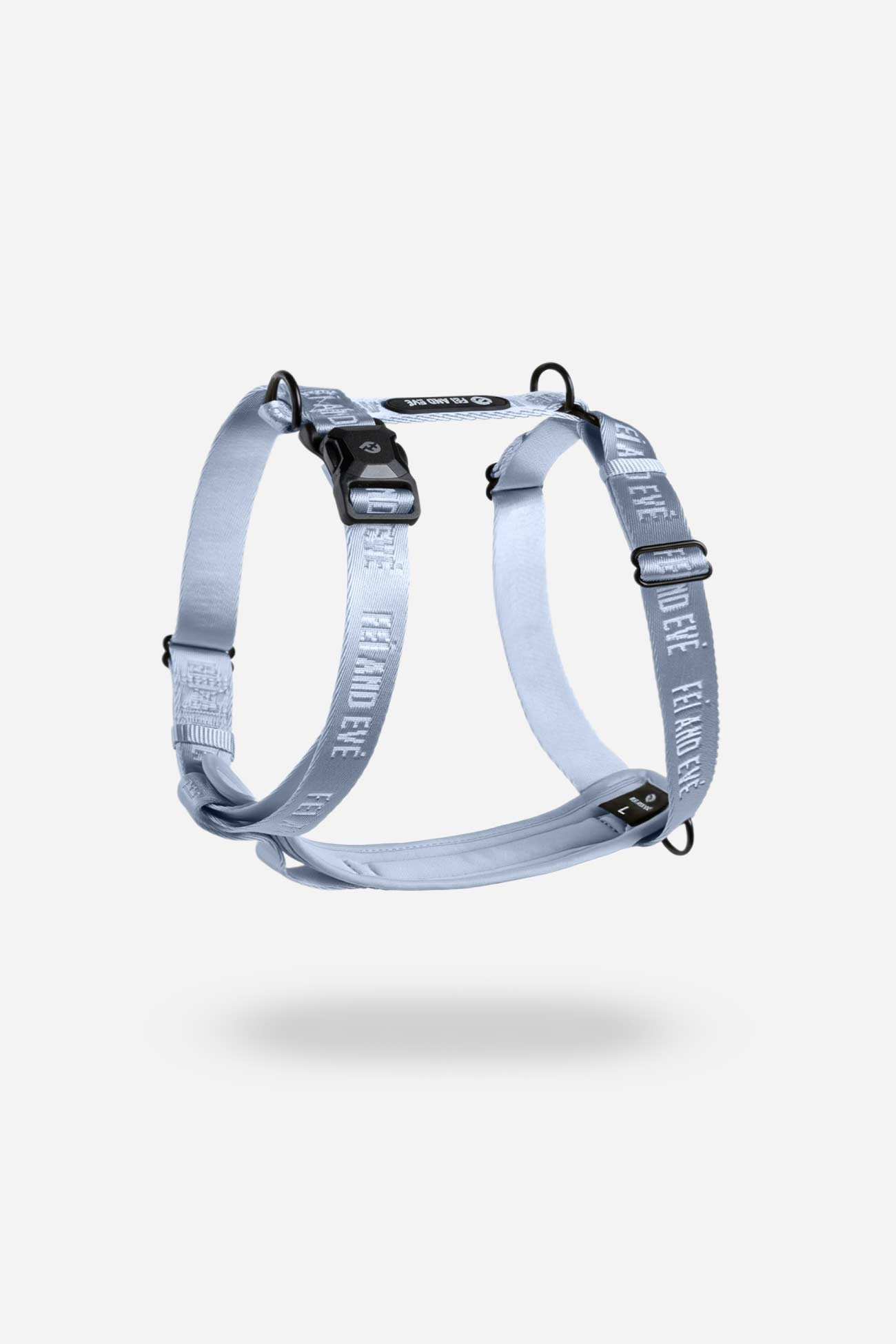 Dusk Blue Moxie Harness with MagEase Buckles a dog harness with brand name Fei and Eve showcased on a white background