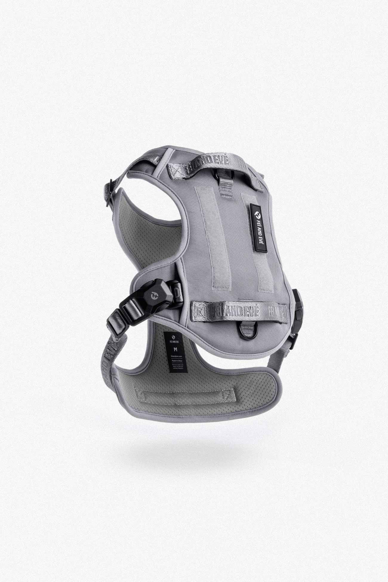 Twilight Gray Classic Harness with MagEase Buckles in size Medium for dogs floating on a white background.